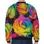 LGBT Pride Rainbow Roses Print Zip Sleeve Bomber Jacket