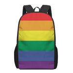 LGBT Pride Rainbow Striped Print 17 Inch Backpack