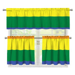 LGBT Pride Rainbow Striped Print 3 Piece Kitchen Curtains