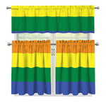 LGBT Pride Rainbow Striped Print 3 Piece Kitchen Curtains