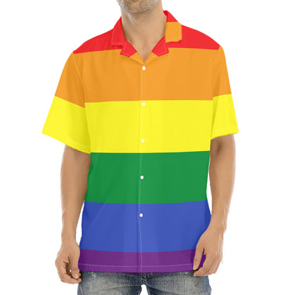 LGBT Pride Rainbow Striped Print Aloha Shirt