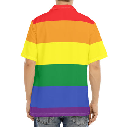 LGBT Pride Rainbow Striped Print Aloha Shirt