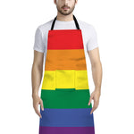 LGBT Pride Rainbow Striped Print Bib Apron With Pocket