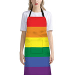 LGBT Pride Rainbow Striped Print Bib Apron With Pocket