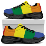 LGBT Pride Rainbow Striped Print Black Chunky Shoes