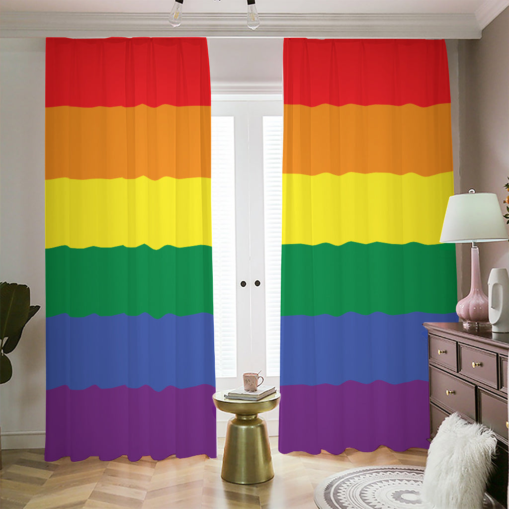 LGBT Pride Rainbow Striped Print Blackout Pencil Pleat Curtains