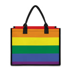 LGBT Pride Rainbow Striped Print Canvas Tote Bag
