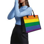 LGBT Pride Rainbow Striped Print Canvas Tote Bag