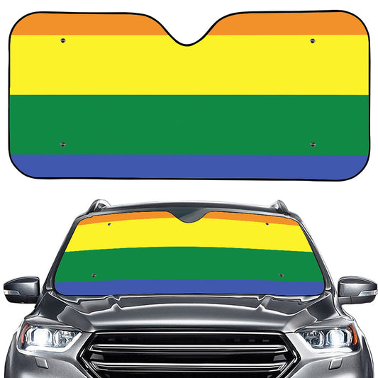 LGBT Pride Rainbow Striped Print Car Windshield Sun Shade