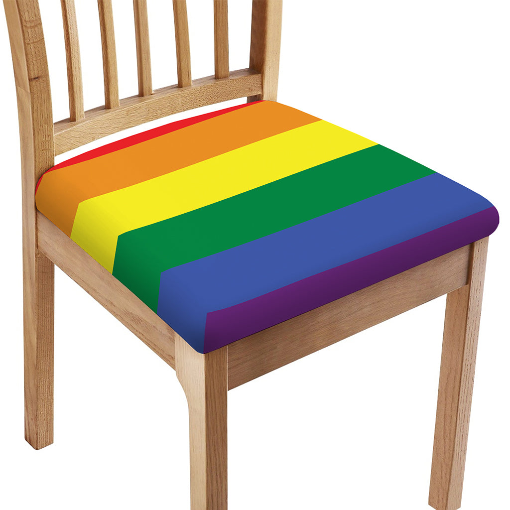 LGBT Pride Rainbow Striped Print Chair Cushion Cover