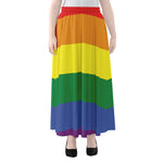 LGBT Pride Rainbow Striped Print Chiffon Maxi Skirt