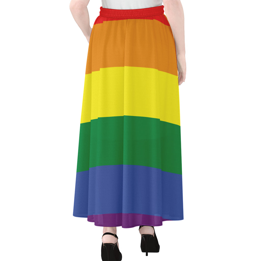 LGBT Pride Rainbow Striped Print Chiffon Maxi Skirt