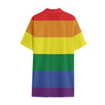 LGBT Pride Rainbow Striped Print Cotton Hawaiian Shirt