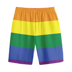 LGBT Pride Rainbow Striped Print Cotton Shorts