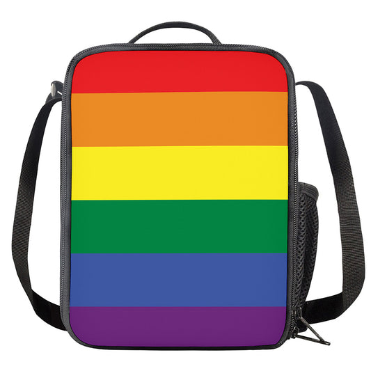 LGBT Pride Rainbow Striped Print Crossbody Lunch Bag
