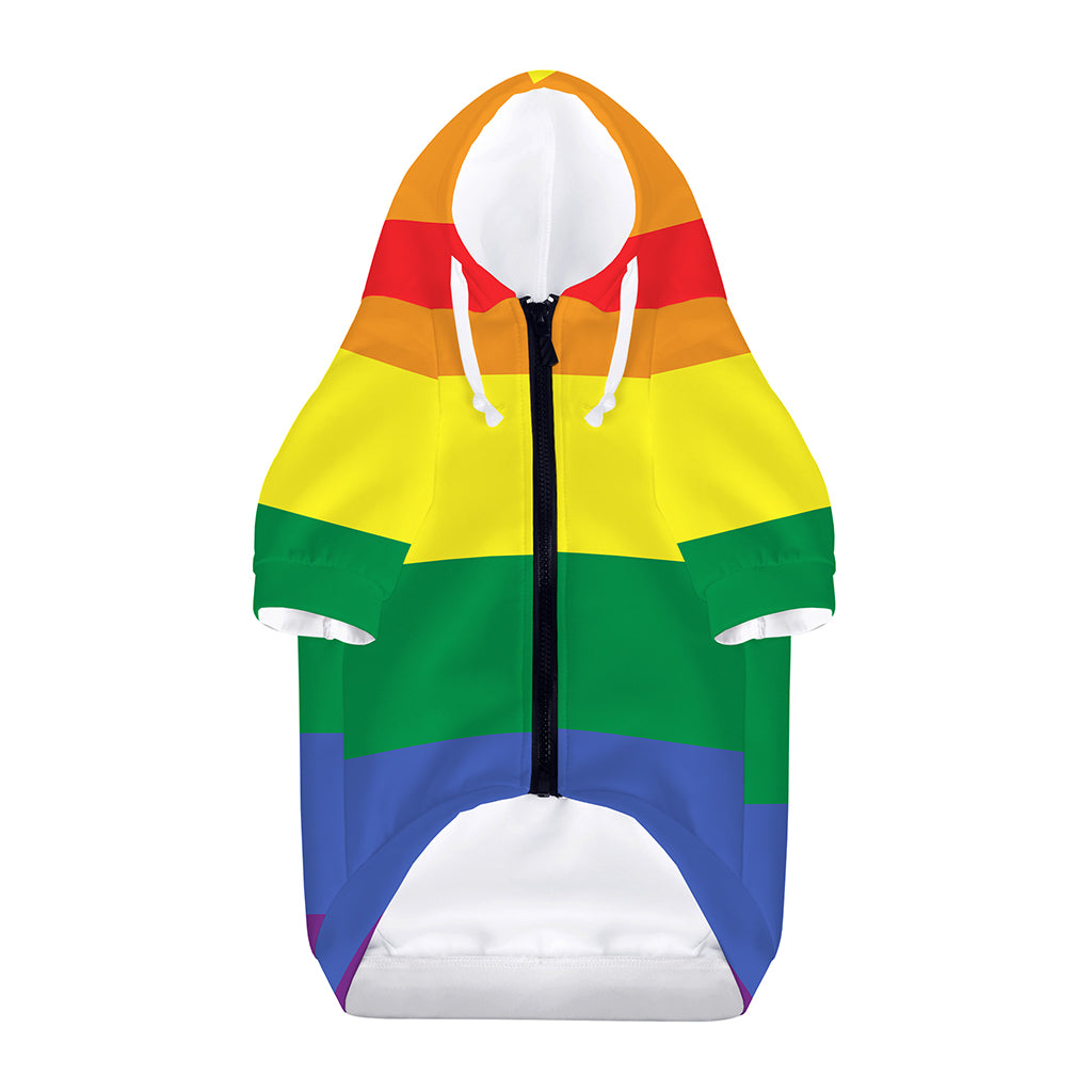 LGBT Pride Rainbow Striped Print Dog Zip Up Hoodie