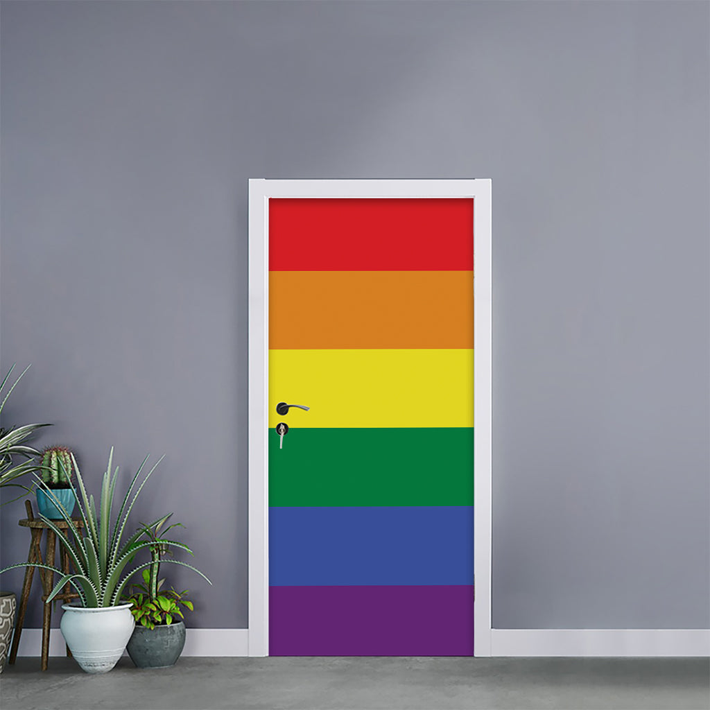 LGBT Pride Rainbow Striped Print Door Sticker