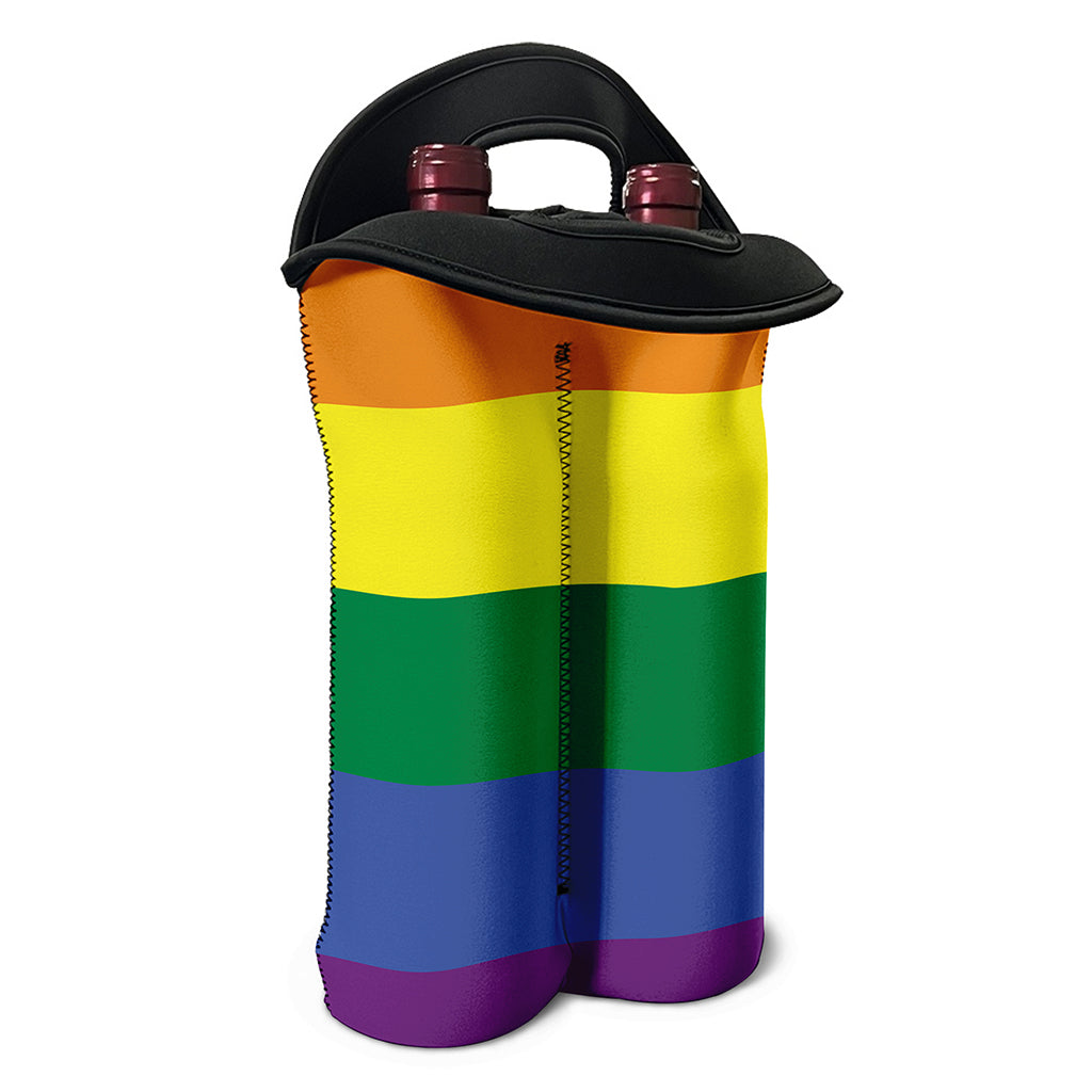 LGBT Pride Rainbow Striped Print Double Neoprene Wine Tote