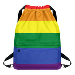 LGBT Pride Rainbow Striped Print Drawstring Backpack