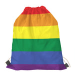 LGBT Pride Rainbow Striped Print Drawstring Bag