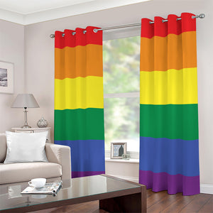 LGBT Pride Rainbow Striped Print Extra Wide Grommet Curtains