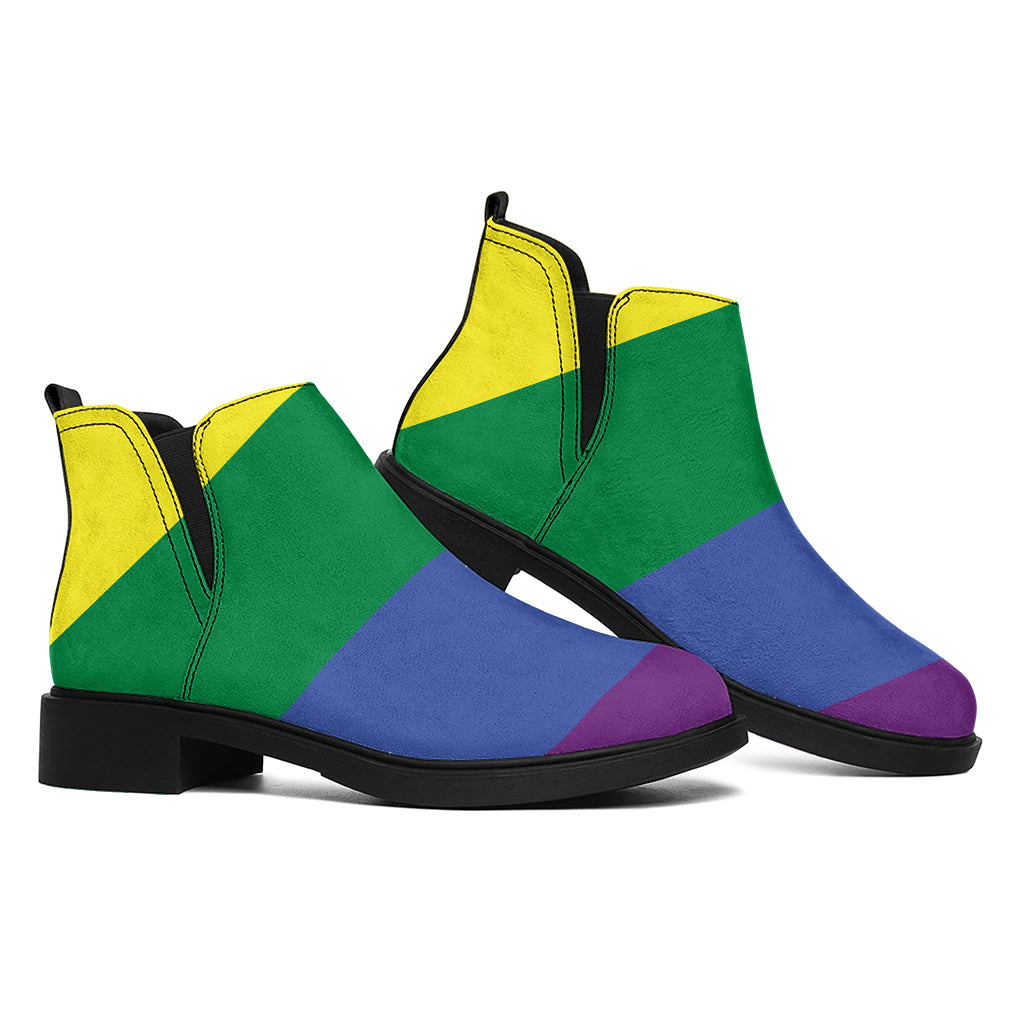 LGBT Pride Rainbow Striped Print Flat Ankle Boots