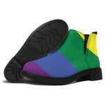 LGBT Pride Rainbow Striped Print Flat Ankle Boots