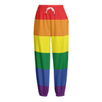LGBT Pride Rainbow Striped Print Fleece Lined Knit Pants