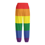 LGBT Pride Rainbow Striped Print Fleece Lined Knit Pants