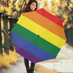 LGBT Pride Rainbow Striped Print Foldable Umbrella