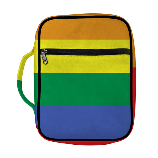 LGBT Pride Rainbow Striped Print Front Pocket Bible Bag