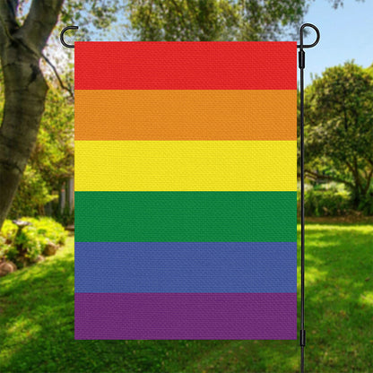 LGBT Pride Rainbow Striped Print Garden Flag
