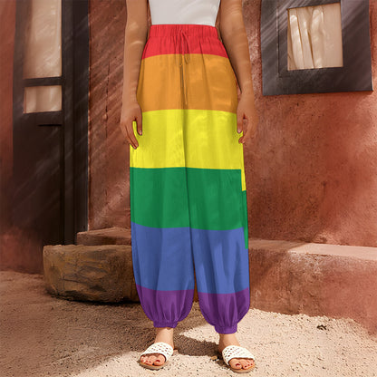 LGBT Pride Rainbow Striped Print Harem Pants