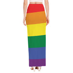LGBT Pride Rainbow Striped Print High Slit Maxi Skirt