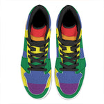 LGBT Pride Rainbow Striped Print High Top Leather Sneakers