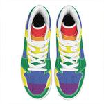 LGBT Pride Rainbow Striped Print High Top Leather Sneakers