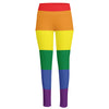 LGBT Pride Rainbow Striped Print High-Waisted Pocket Leggings