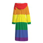 LGBT Pride Rainbow Striped Print Hooded Bathrobe