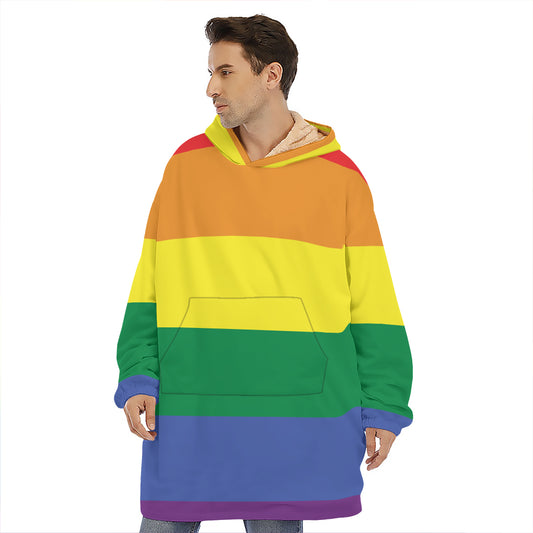 LGBT Pride Rainbow Striped Print Hoodie Blanket