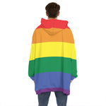 LGBT Pride Rainbow Striped Print Hoodie Blanket