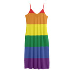 LGBT Pride Rainbow Striped Print Jersey Midi Cami Dress