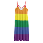 LGBT Pride Rainbow Striped Print Jersey Midi Cami Dress