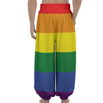 LGBT Pride Rainbow Striped Print Lantern Pants