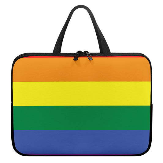 LGBT Pride Rainbow Striped Print Laptop Sleeve With Handle