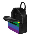 LGBT Pride Rainbow Striped Print Leather Backpack