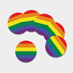 LGBT Pride Rainbow Striped Print Leather Coaster Set