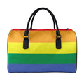 LGBT Pride Rainbow Striped Print Leather Duffel Bag