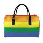 LGBT Pride Rainbow Striped Print Leather Duffle Bag