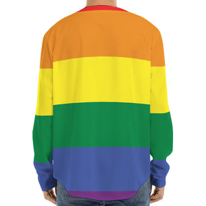 LGBT Pride Rainbow Striped Print Long Sleeve Baseball Jersey