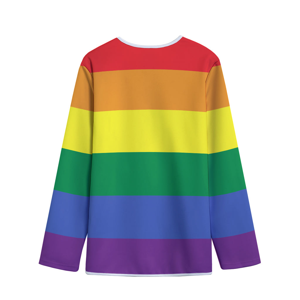 LGBT Pride Rainbow Striped Print Long Sleeve Short Coat